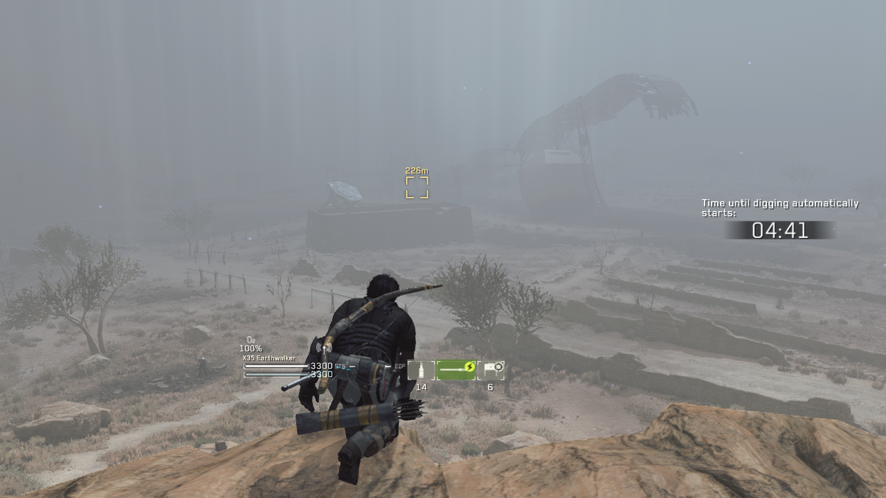 Scouting from a cliff in Metal Gear Survive - X35 Earthwalker