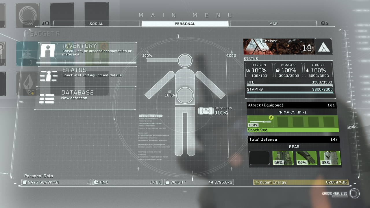 Metal Gear Survive main menu - X35 Earthwalker