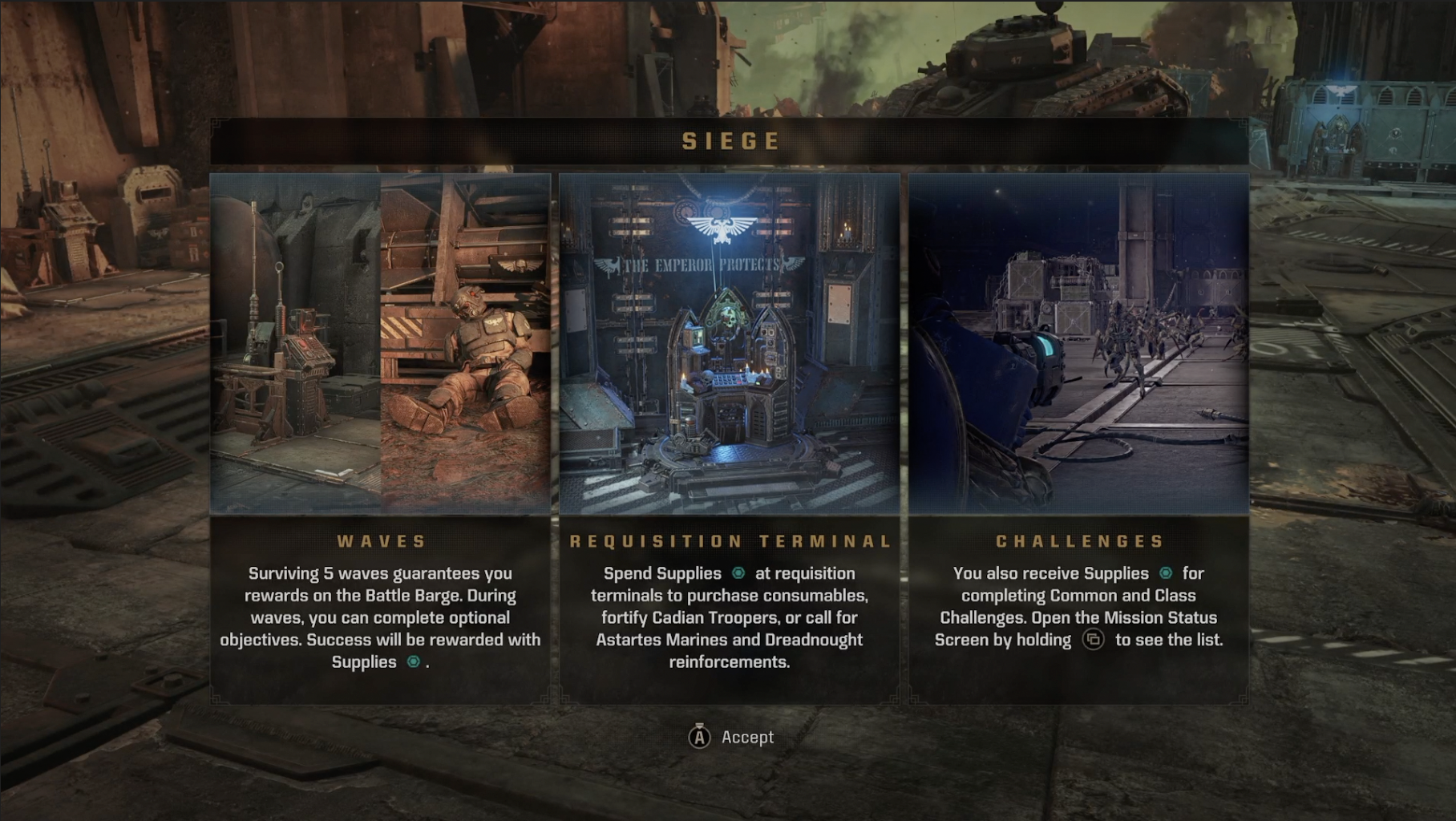 Siege mode has objectives and bonuses.