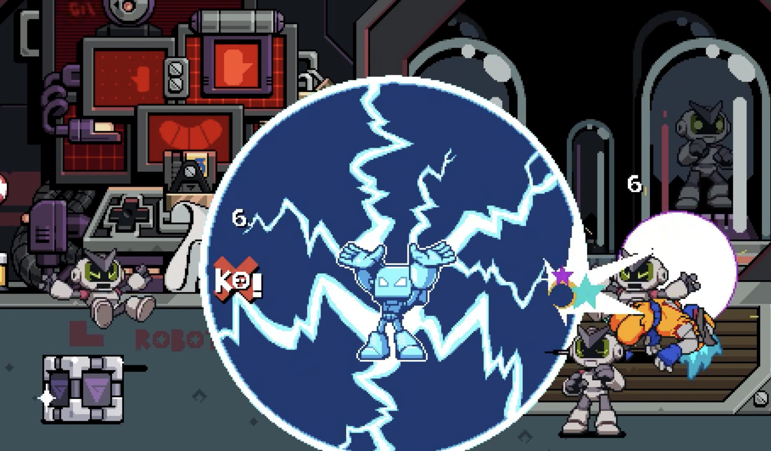 Scott Pilgrim EX Robots are with us this time in the combat.