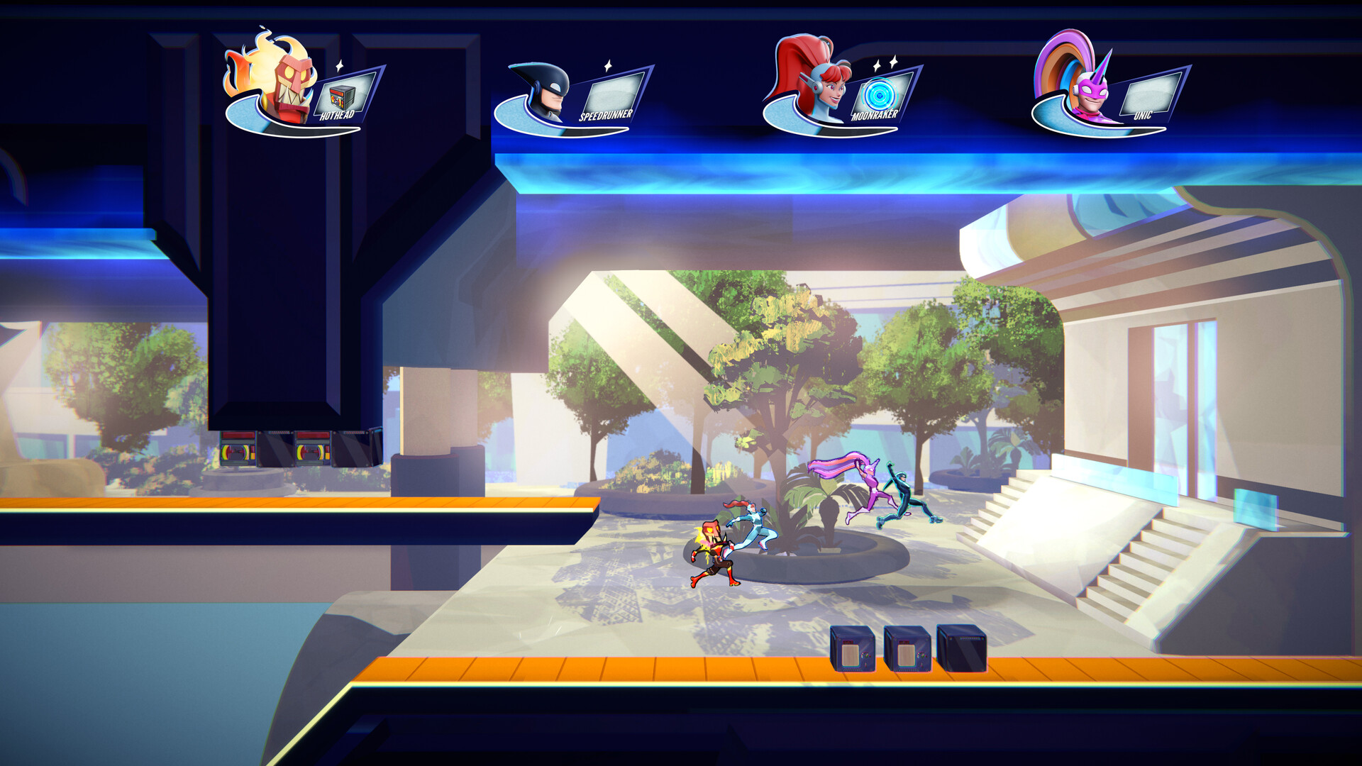 Speedrunners 2: King of Speed. 4 players sprinting. X35 Earthwalker