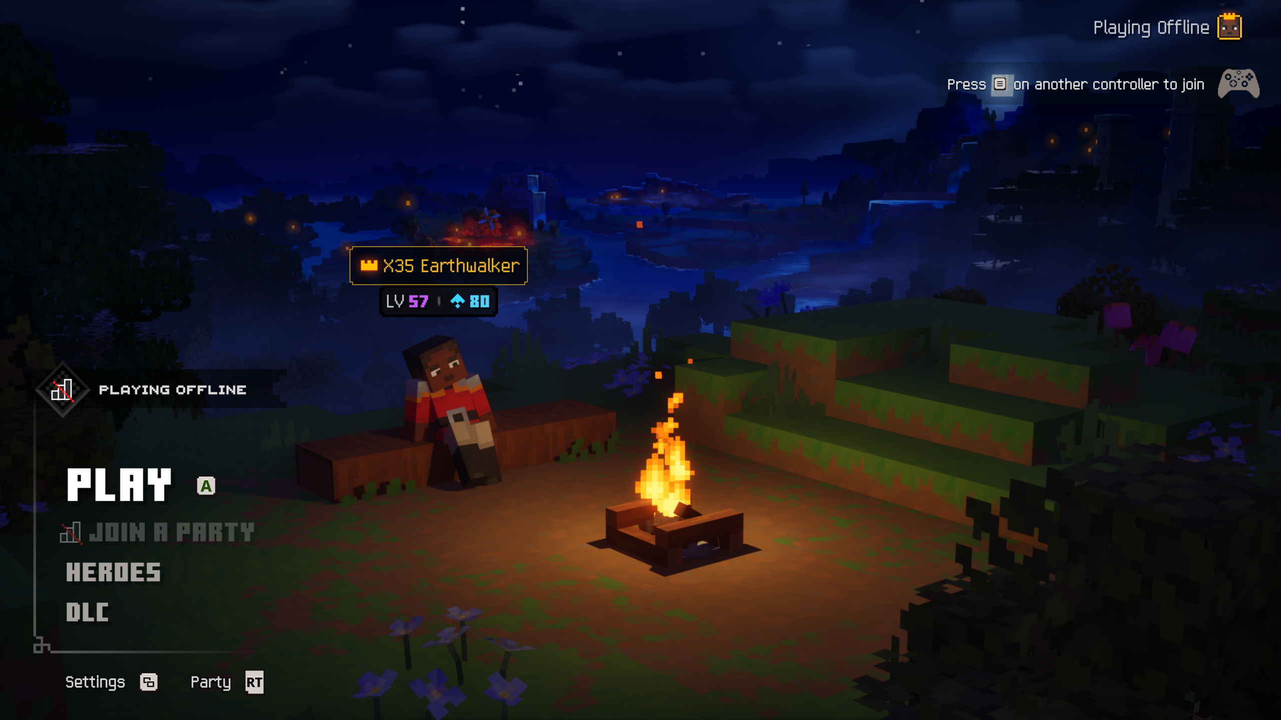Minecraft Dungeons 2. Title screen. X35 Earthwalker
